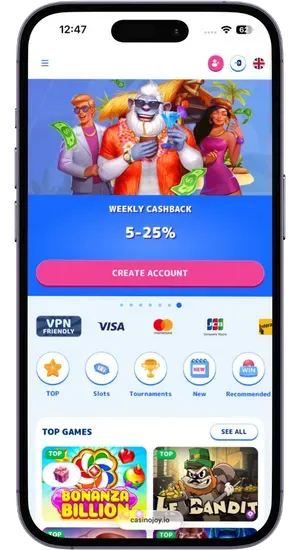 Launch Safari and open the casino page